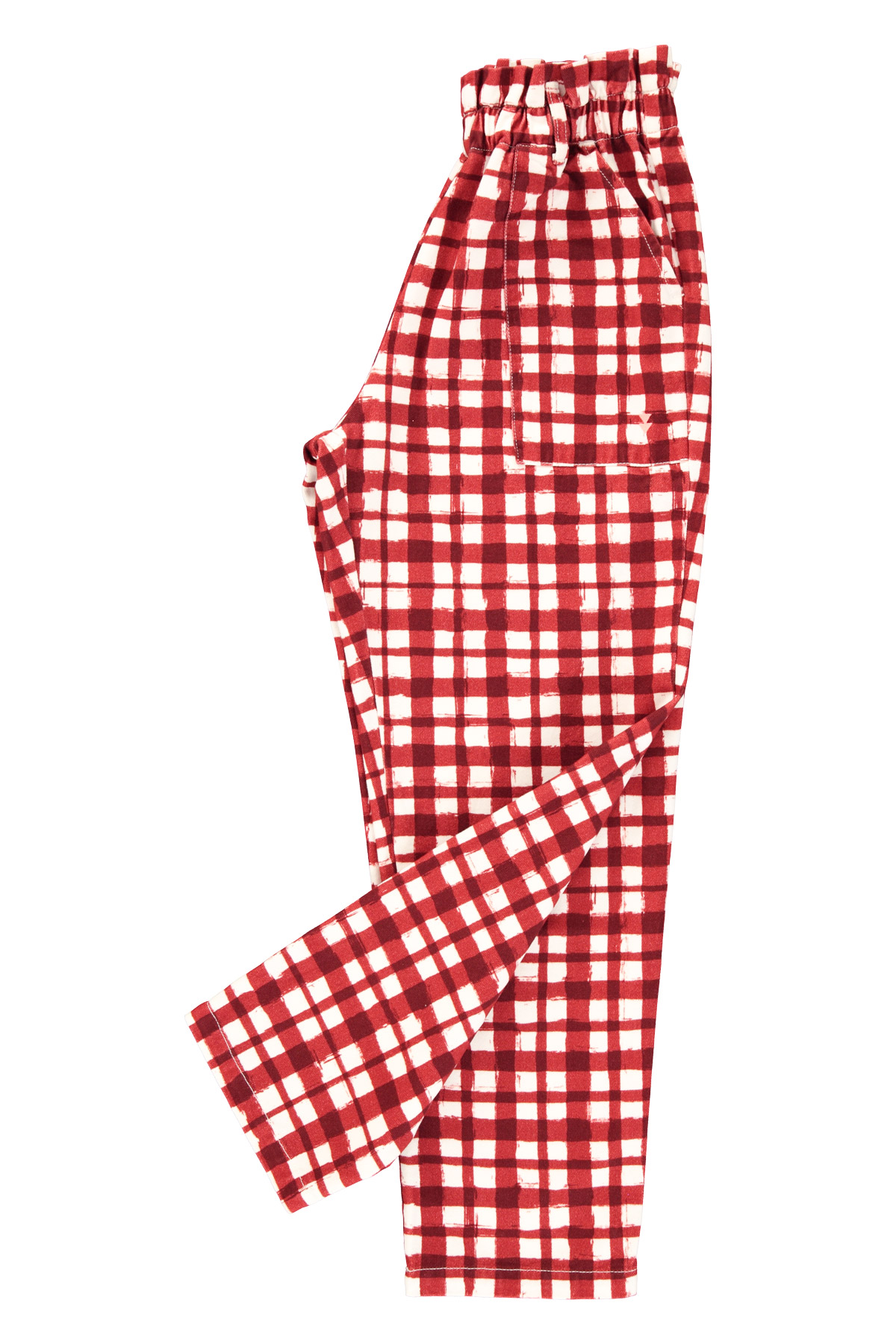 Spodnie w bordową kratę 1